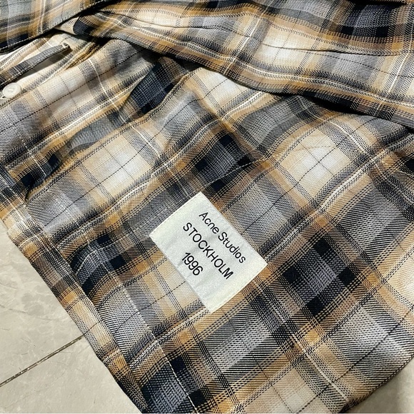 Acne Plaid Shirt in Black and Cream - Picture 2 of 8